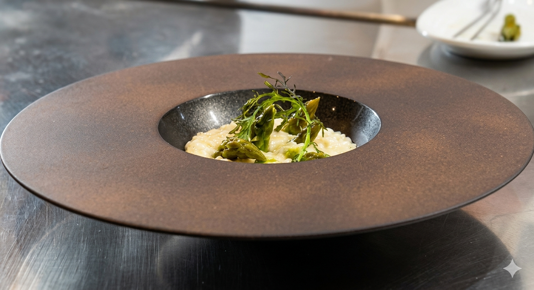 Risotto agli Asparagi di Primavera con Ricotta, Pepe Timut e Menta — La Ricetta dello Chef Alessandro Gilmozzi